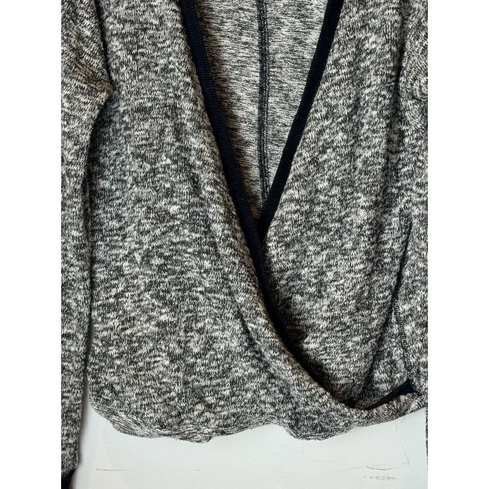 Abercrombie & Fitch Sweater Women Medium Black Knit Metallic Wrap Front Pullover